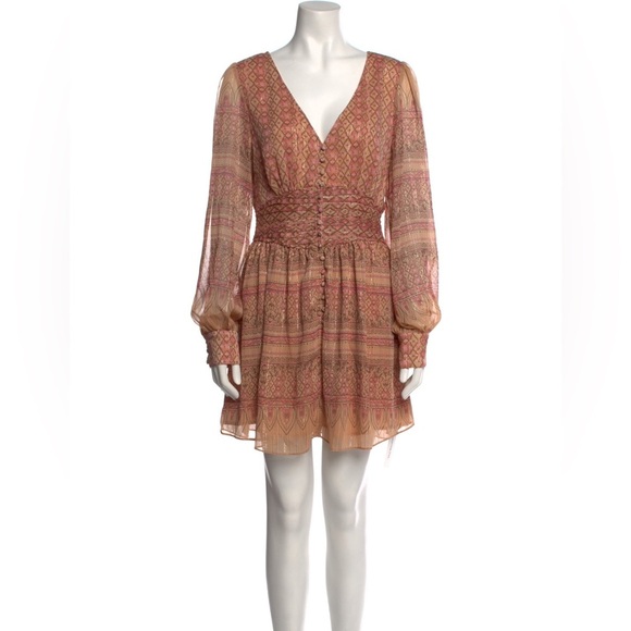 House of Harlow 1960 Shona Joy Metallic Smocked Mini Dress - Picture 1 of 6